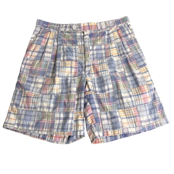 Vintage 80's Berle Madras Ivy League Cotton Shorts Size 34 - Picture 1 of 8